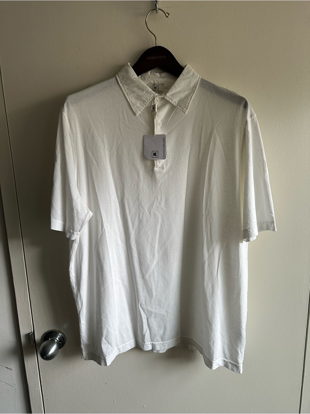 Kiton Kired White Crepe Cotton Polo EU56